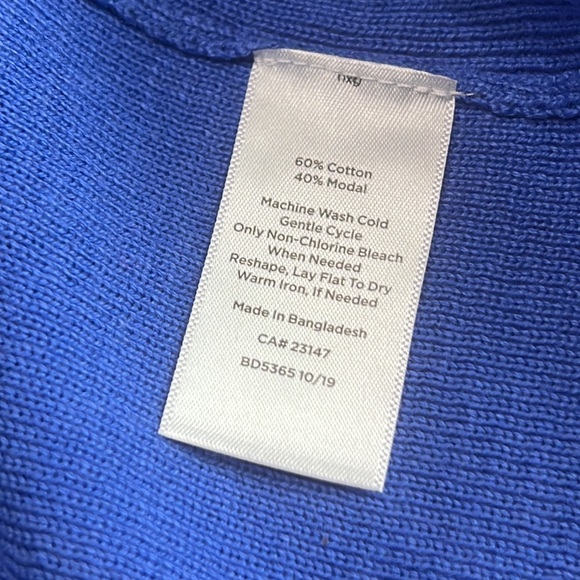 Talbots Plus Royal Blue Cotton Blend 3/4 Sleeve Cardigan Sz X NWT - Picture 6 of 10